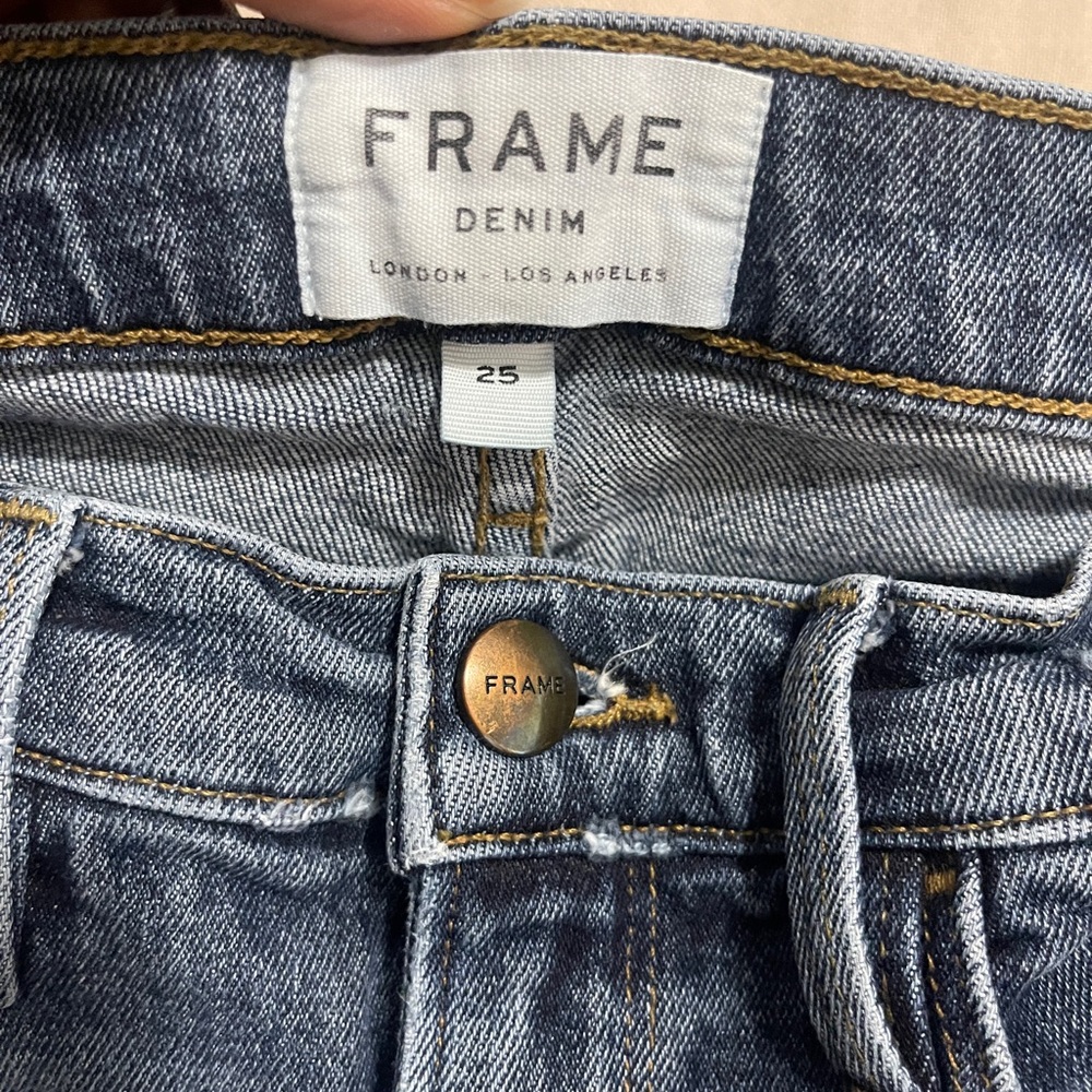 Frame Womens Jeans Size 25 Blue Le Nouveau Straight Distressed Denim Bottoms - Picture 7 of 12
